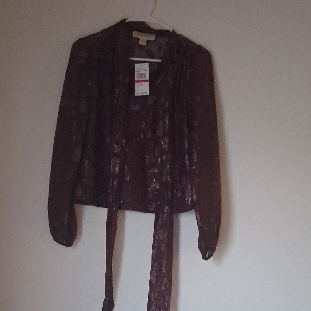 $110 BNWT MICHEAL KORS burgundy Top Sz XS